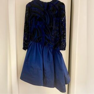 Blue And Black Long Sleeve Formal Dress size S